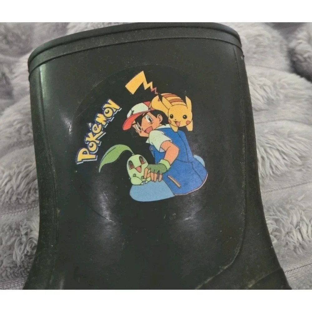 Pokémon Rain Boots Black Kids‎ Pull-On Size 22-Made In Italy. Youth Size 5 USA